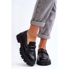 PE1 Dame Læder Platform Loafers Sort Detes 1