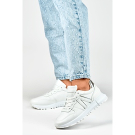 Hvide sneakers til kvinder med sølvkant 2