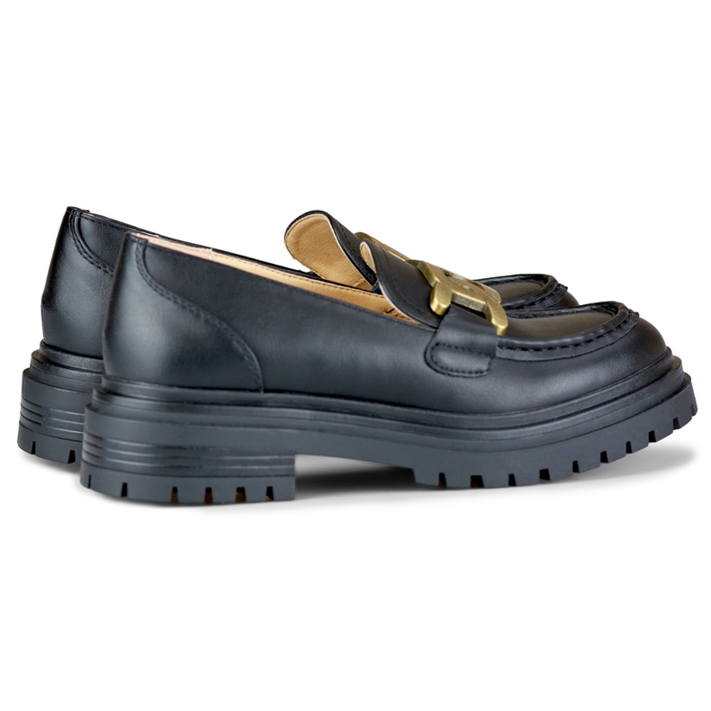 Sorte loafers med guldspænde 1