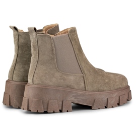 Brune damestøvler med tyk sål beige 1