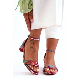 STEPHAN Mønstrede satin højhælede sandaler Pink Mix Inspire Me! flerfarvet 3