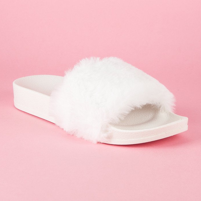 Via Giulia  Hvide flip-flops med pels 2