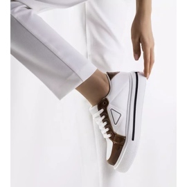 Hvide sneakers med en tyk Scrabster-sål brun 2
