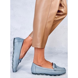 Klassiske loafers med en læder indersål Debell Blue blå 5