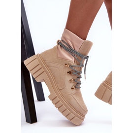 FB3 Dame ruskind snøre ankelstøvler Beige Acorn 1