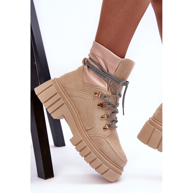 FB3 Dame ruskind snøre ankelstøvler Beige Acorn 1