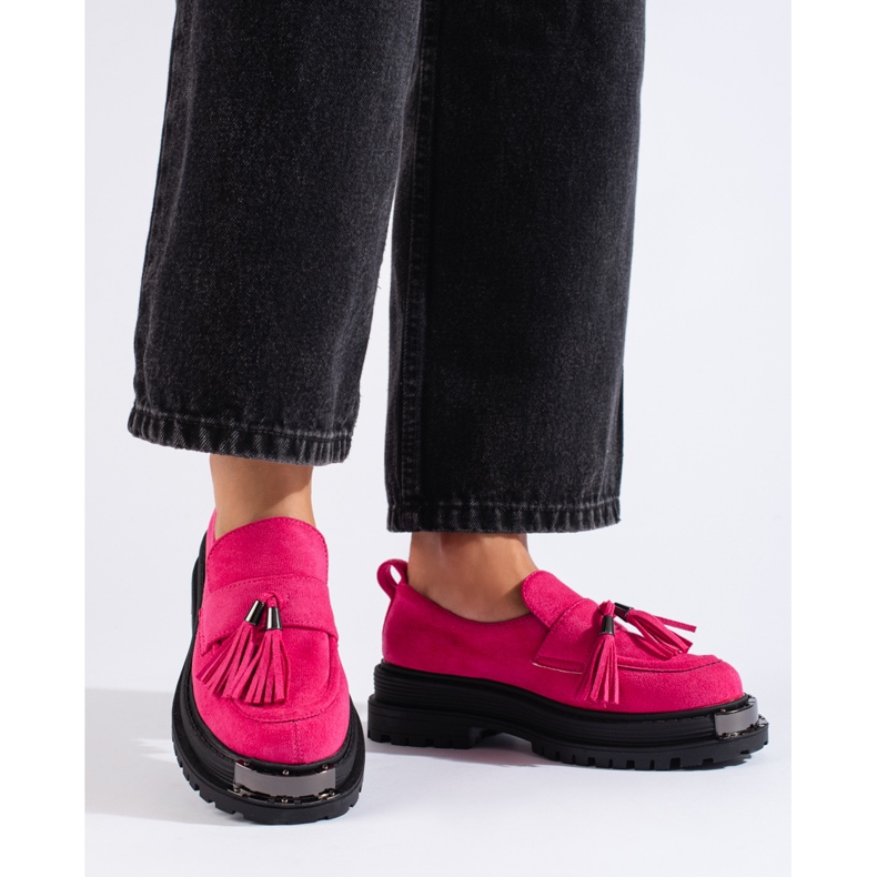 Fuchsia ruskind loafers til kvinder Shelovet loafers lyserød 1