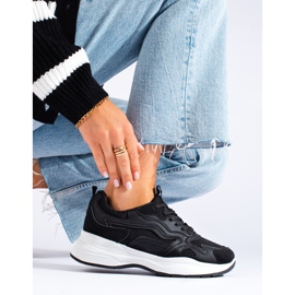 Shelovet sorte sneakers med snøre til kvinder 1