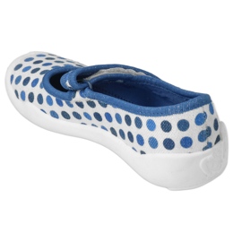 Befado børnetøfler med velcro, prikker 114Y495, blå og hvid 1