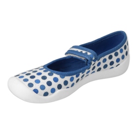 Befado børnetøfler med velcro, prikker 114Y495, blå og hvid 3
