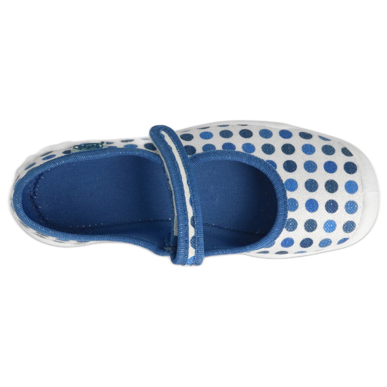Befado børnetøfler med velcro, prikker 114Y495, blå og hvid 4