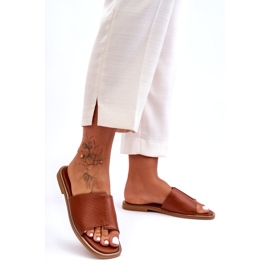 Dame Camel Harmony læder hjemmesko brun 3