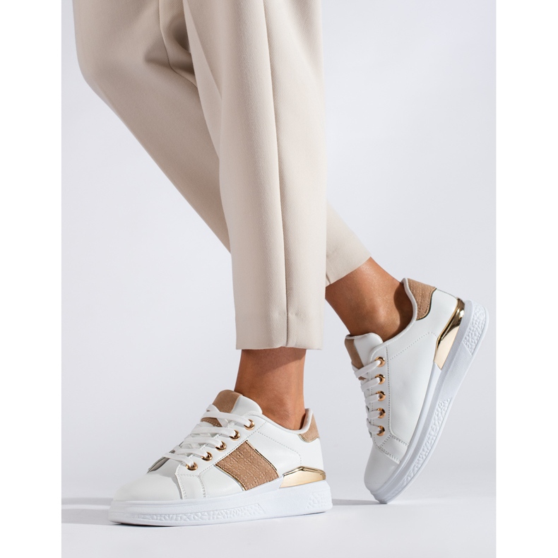 Hvide og beige sportssko til kvinder Shelovet sneakers 2