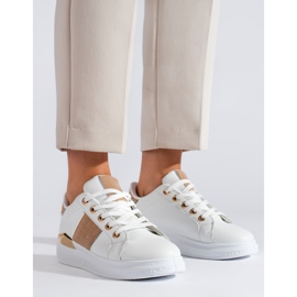 Hvide og beige sportssko til kvinder Shelovet sneakers 1
