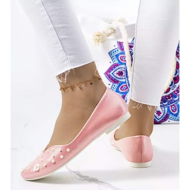 Pink ballerinaer med silke snit lyserød 2