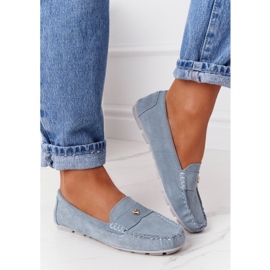 S.Barski Dame ruskind loafers S. Barski blå 4