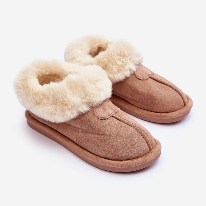 FB3 Beige Lanoze Dametøfler Med Pels 1