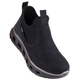 Komfortable ankelhøje slip-on sko til kvinder, sort Rieker M6053-00 1
