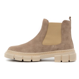 WASAK Dame læder slip-on Chelsea støvler 0708W, beige 1