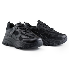 Sorte damesneakers med tyk sål 1
