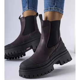 Sorte og lilla massive slip-on ankelstøvler fra Wexford 1