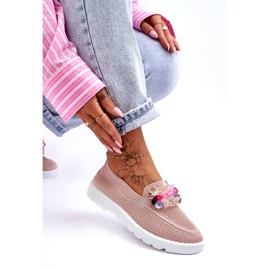 Slip-on sneakers til kvinder med dekoration, Pink lyserød 3