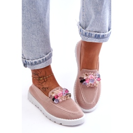 Slip-on sneakers til kvinder med dekoration, Pink lyserød 1