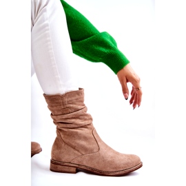 S.Barski Dame krøllet ruskindsstøvler Beige Joanne 4