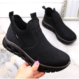 Komfortable ankelhøje slip-on sko til kvinder, sort Rieker M6053-00 2