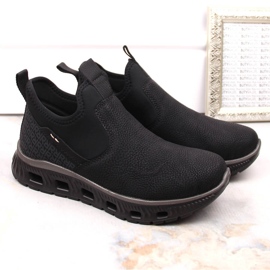 Komfortable ankelhøje slip-on sko til kvinder, sort Rieker M6053-00 3