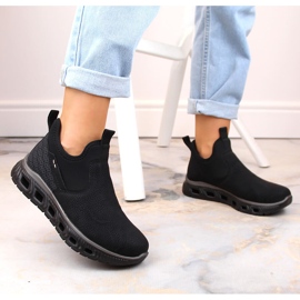Komfortable ankelhøje slip-on sko til kvinder, sort Rieker M6053-00 7