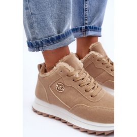 Isoleret læder platform sneakers Dark Beige Adite 1