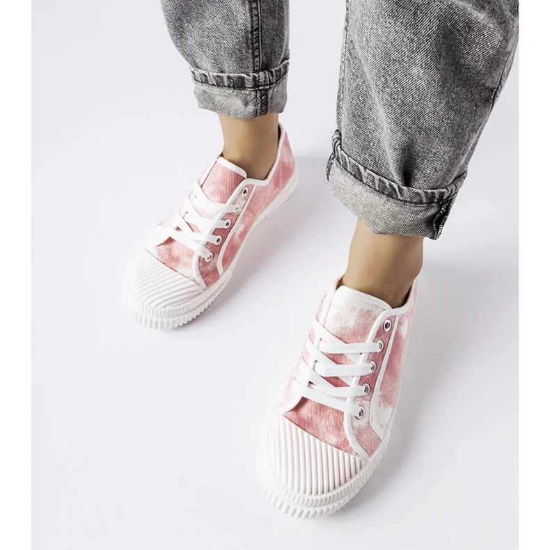 Pink Clavet vaskede sneakers lyserød 1