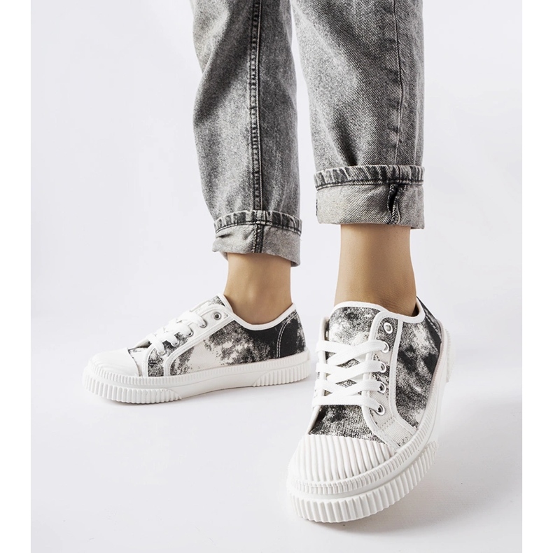 Sorte Clavet udvaskede sneakers hvid 1