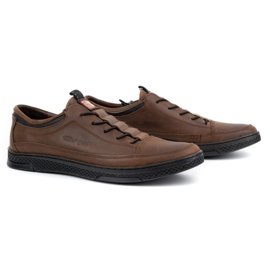 Polbut Casual sko til mænd i læder K22 mørkebrun 2