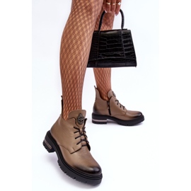 Flade læderstøvler til kvinder Beige Lemar Charline 6