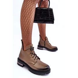 Flade læderstøvler til kvinder Beige Lemar Charline 7