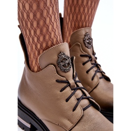 Flade læderstøvler til kvinder Beige Lemar Charline 5