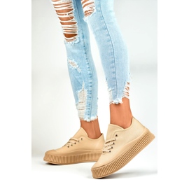 Beige damesneakers med tyk sål 2