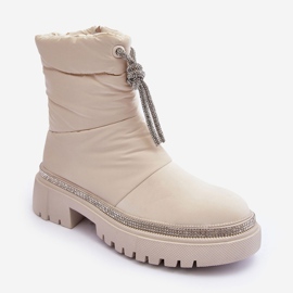 PS1 Dekorerede snestøvler med flad hæl, lys beige Plotia 1