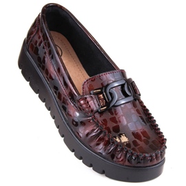 Læder loafers på Filippo W platformen PAW314E bordeaux platform rød 1