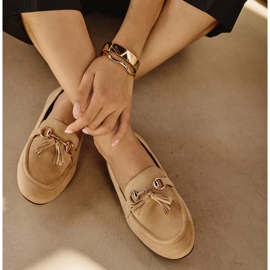 Marco Shoes Læder loafers med frynser 2199P-047-1 beige 1