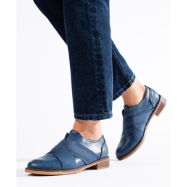Blå Shelovet slip-on oxfords med elastik 1