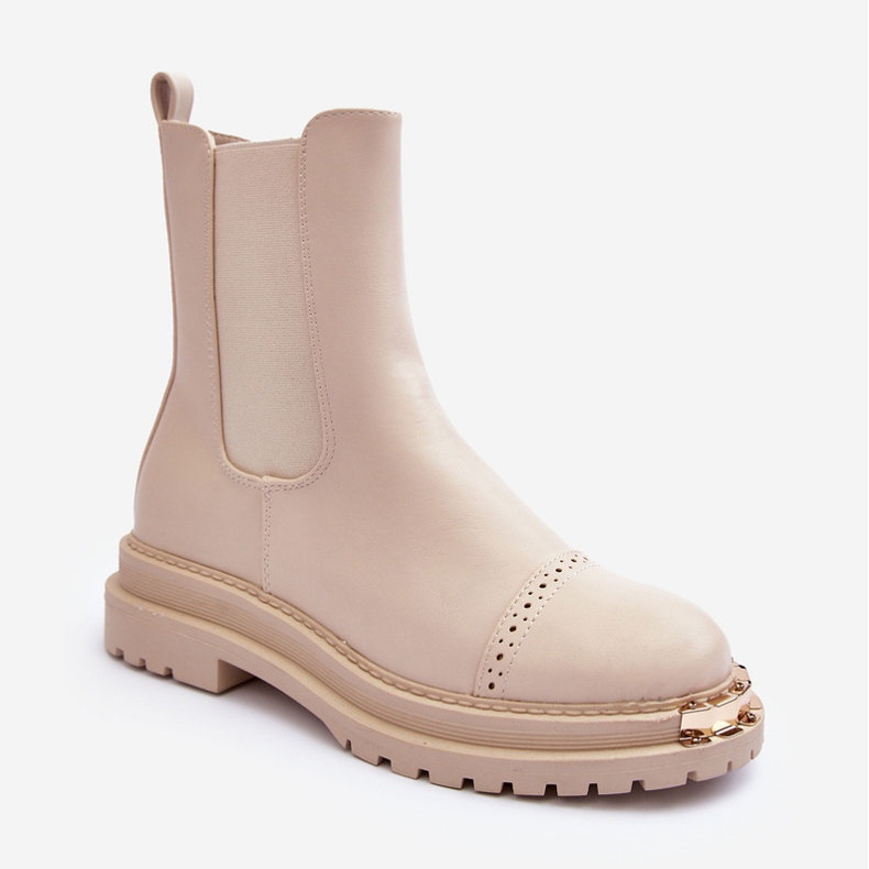 FG2 Dame ankelstøvler i læder Beige Nialee 1