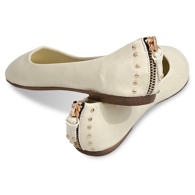 BM Ballerinas med lynlåsnitter S-151 Beige 2