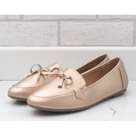 Gyldne læder ballerina loafers 9F175 gylden 1