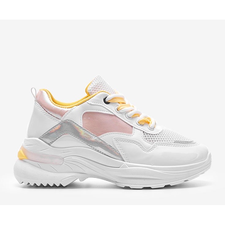 Hvide sneakers med holografiske skær Karlie lyserød 1