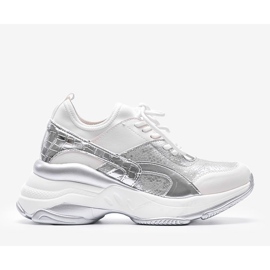 Hvide og sølv sneakers på en tyk Lea sål 1