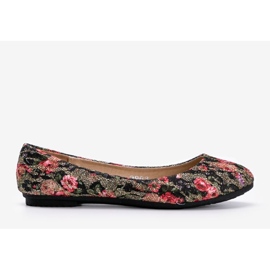 Blanke sorte ballerinaer med blomster Luz 1