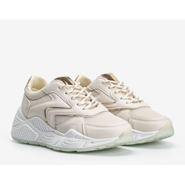 Beige sneakers med en tyk sål med metalliske Kenna -detaljer 1